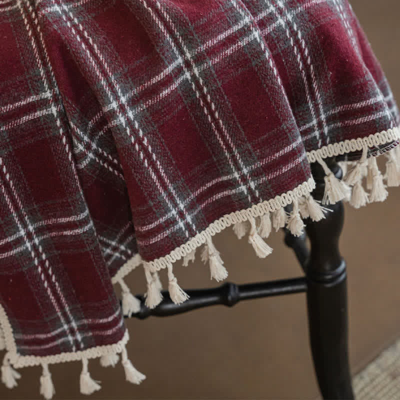 Tenda a nappe in stile vintage con motivo a quadri bordeaux. - image 11