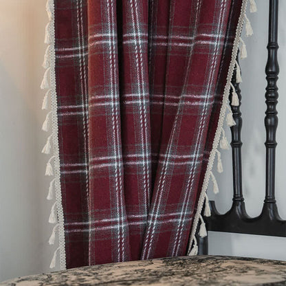 Tenda a nappe in stile vintage con motivo a quadri bordeaux. - image 9