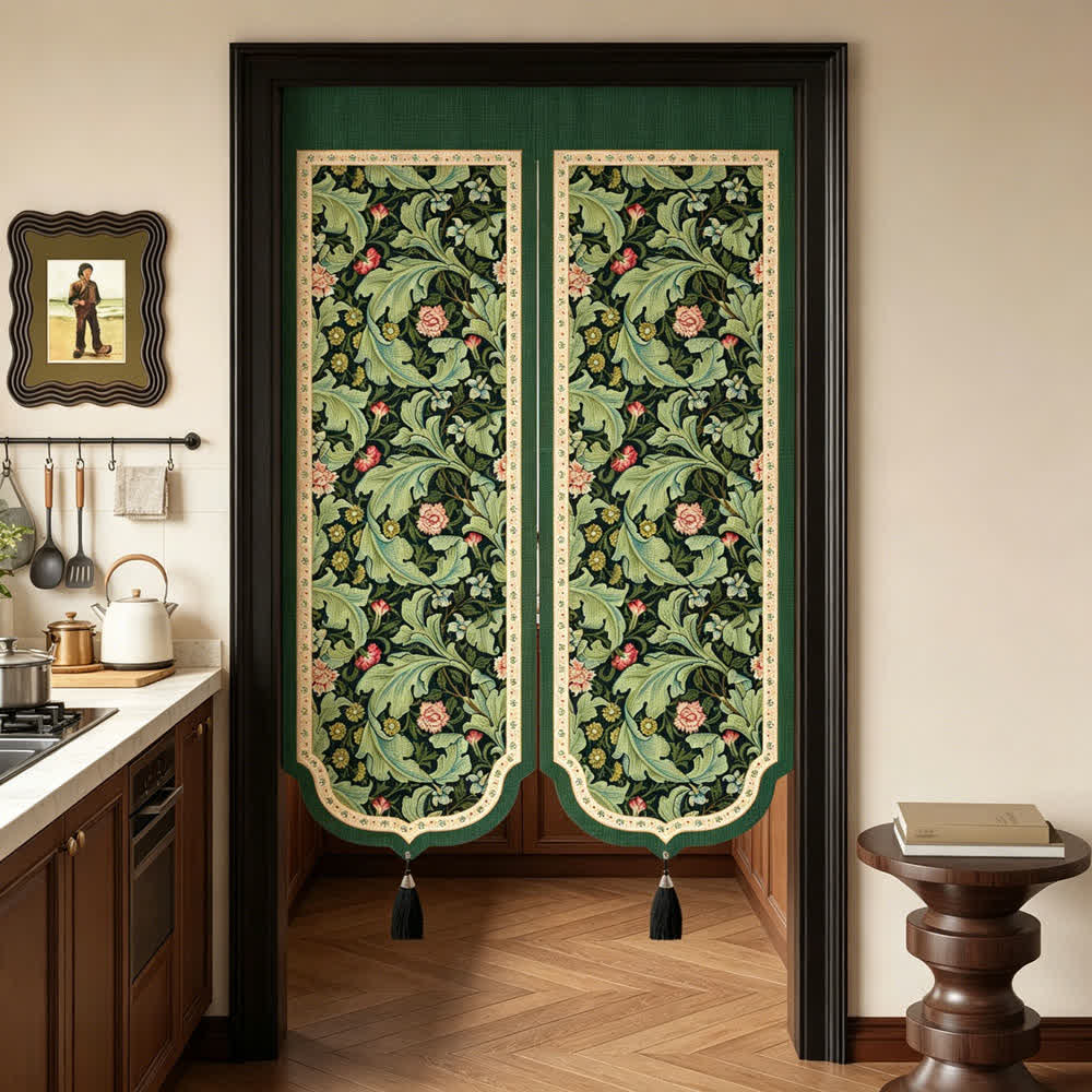 Tenda per porta vintage con motivo floreale e nappe - image 1
