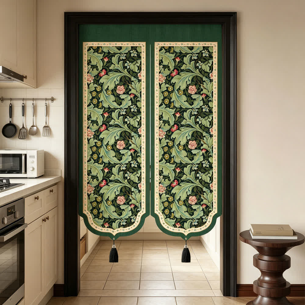 Tenda per porta vintage con motivo floreale e nappe - image 3