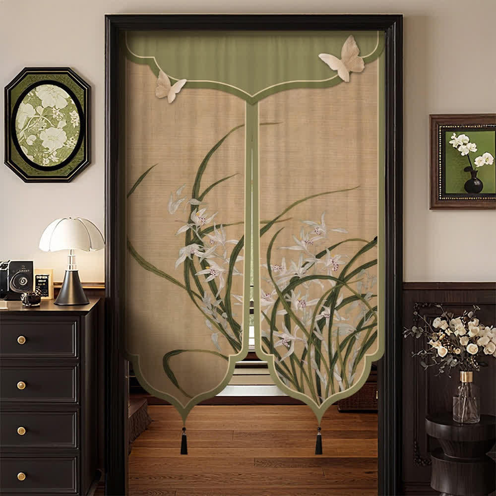 Tenda per porta estetica con orchidee orientali - Centro diviso - 100cm x 150cm - image 0