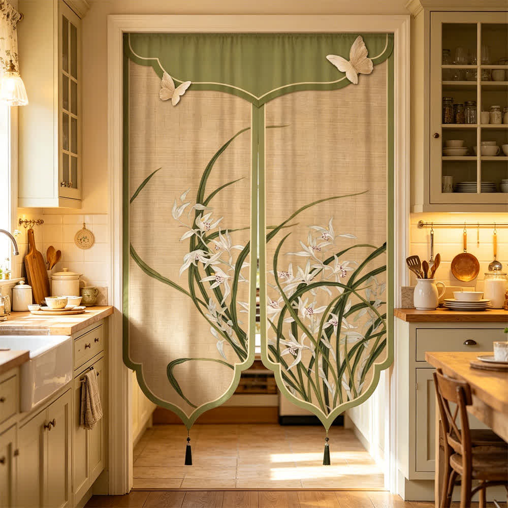Tenda per porta estetica con orchidee orientali - image 1