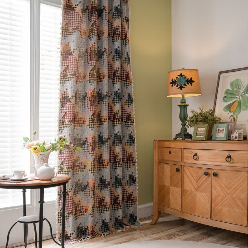 Tenda jacquard a pied de poule colorata con nappe - image 1