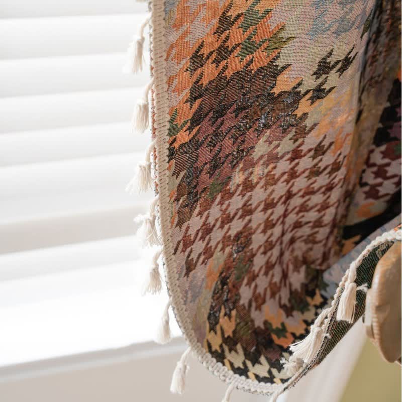 Tenda jacquard a pied de poule colorata con nappe - image 2
