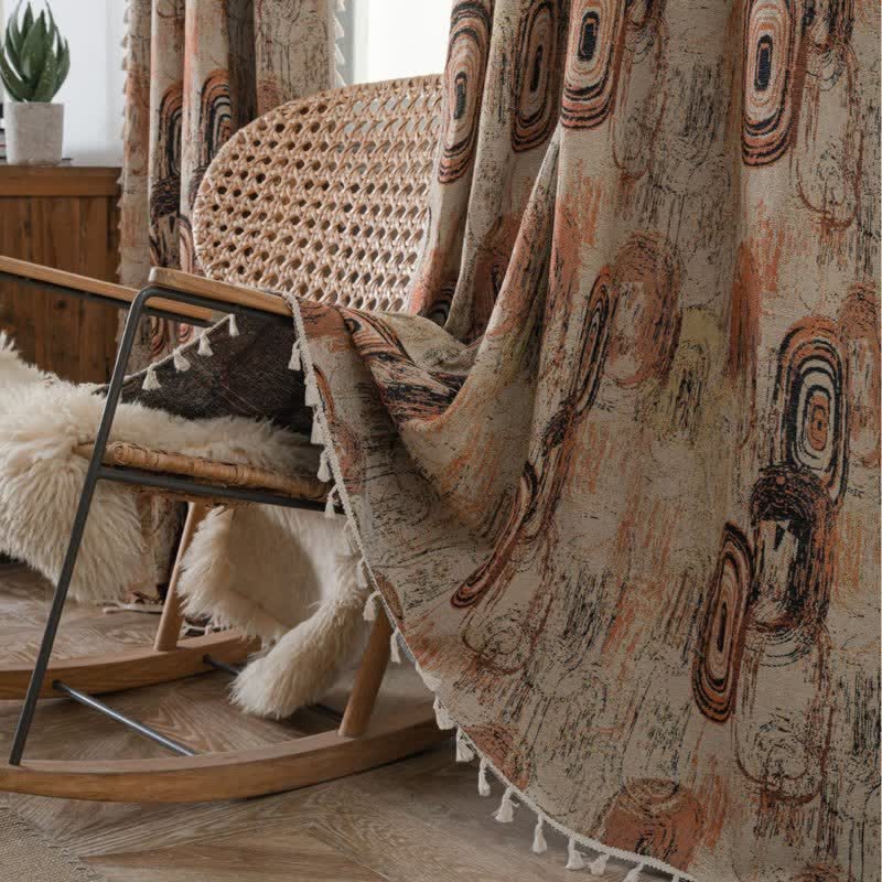 Tenda jacquard con motivo ad anelli d'albero e nappe - image 2