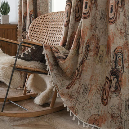 Tenda jacquard con motivo ad anelli d'albero e nappe - image 2