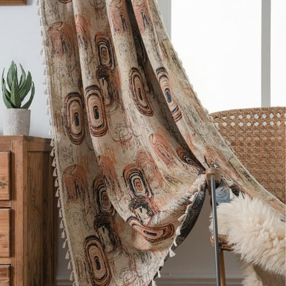 Tenda jacquard con motivo ad anelli d'albero e nappe - image 1