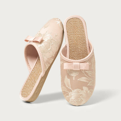 Pantofole in lino ricamate con punta chiusa - Rosa - XL - image 10