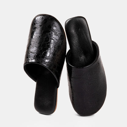 Pantofole da interno con motivo effetto marmo vintage - Nero - 2XL - image 11
