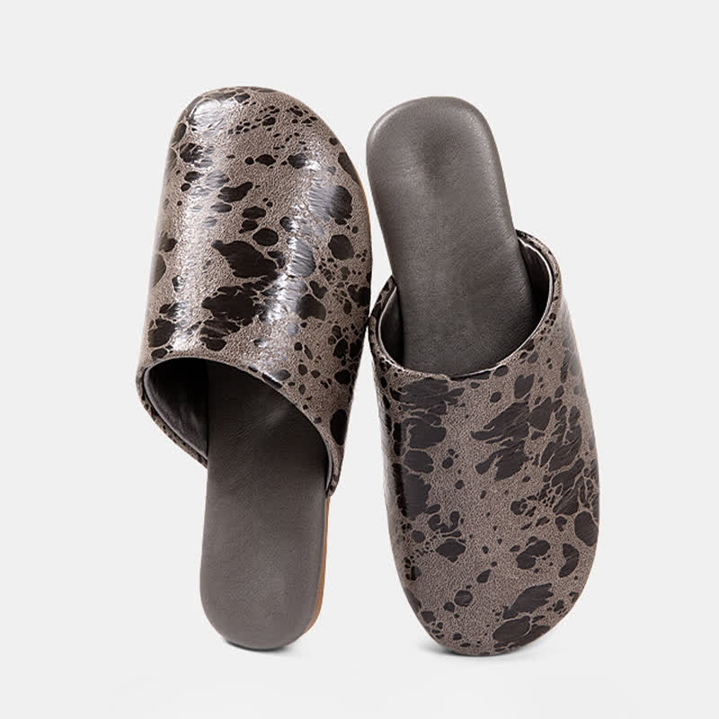 Pantofole da interno con motivo effetto marmo vintage - Grigio - 2XL - image 10