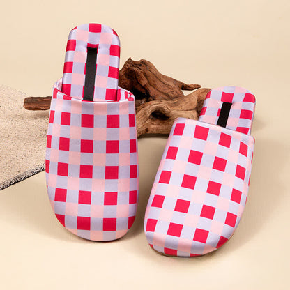 Pantofole da casa a quadri traspiranti con effetto satinato. - Rosa - L - image 9