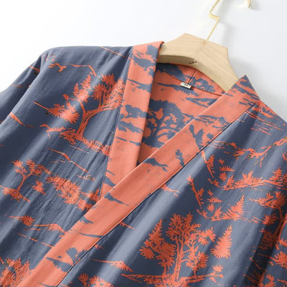 Kimono unisex in garza di cotone con stampa montagna e alberi - image 4