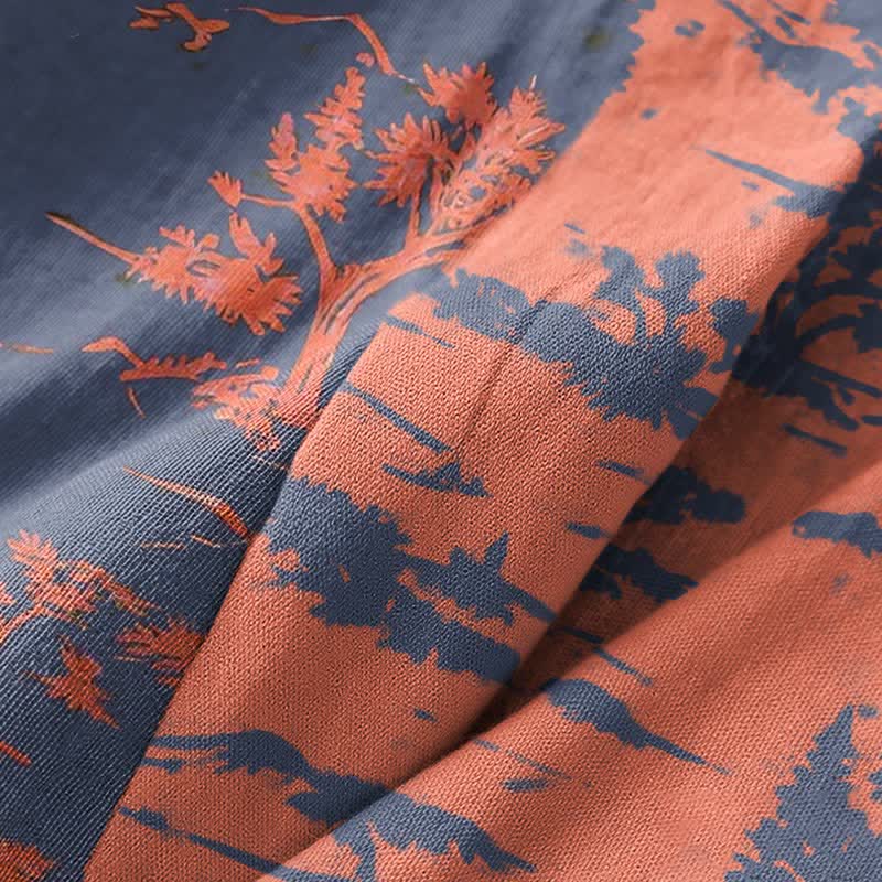 Kimono unisex in garza di cotone con stampa montagna e alberi - image 5