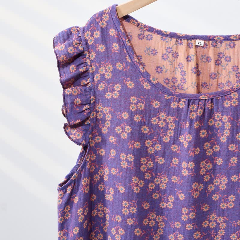 Camicia da notte senza maniche in puro cotone Country Daisy - image 5