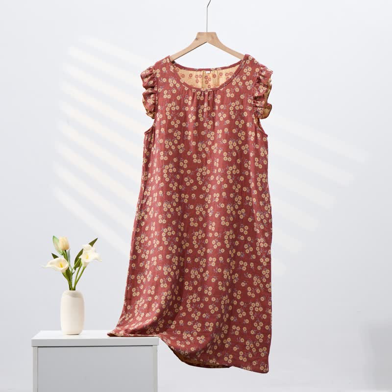 Camicia da notte senza maniche in puro cotone Country Daisy - Arancia - XL - image 10
