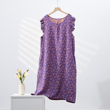 Camicia da notte senza maniche in puro cotone Country Daisy - Viola - XL - image 0