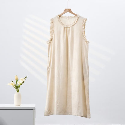 Camicia da notte senza maniche in puro cotone, stile minimalista - image 1