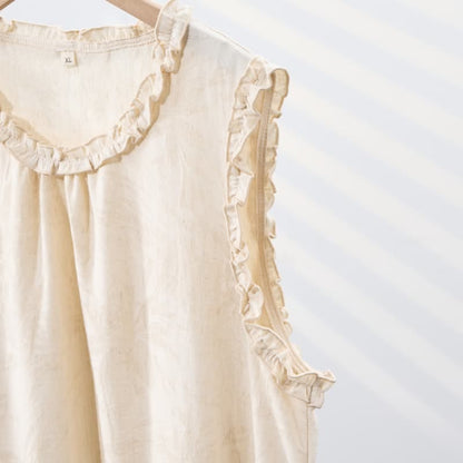 Camicia da notte senza maniche in puro cotone, stile minimalista - image 7