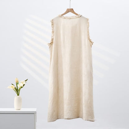 Camicia da notte senza maniche in puro cotone, stile minimalista - image 3