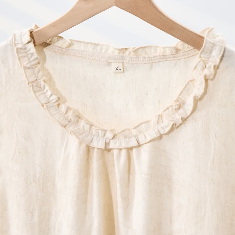 Camicia da notte senza maniche in puro cotone, stile minimalista - image 6