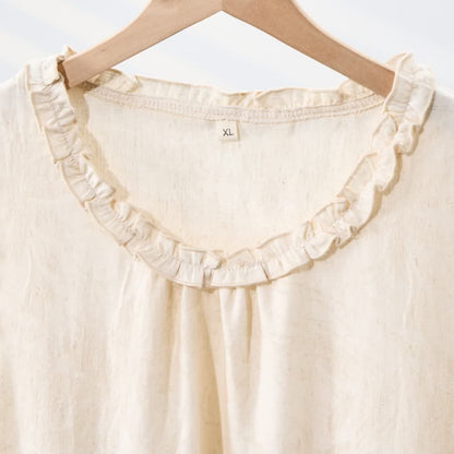 Camicia da notte senza maniche in puro cotone, stile minimalista - image 6