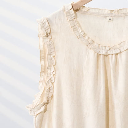 Camicia da notte senza maniche in puro cotone, stile minimalista - image 5