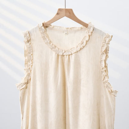 Camicia da notte senza maniche in puro cotone, stile minimalista - image 4