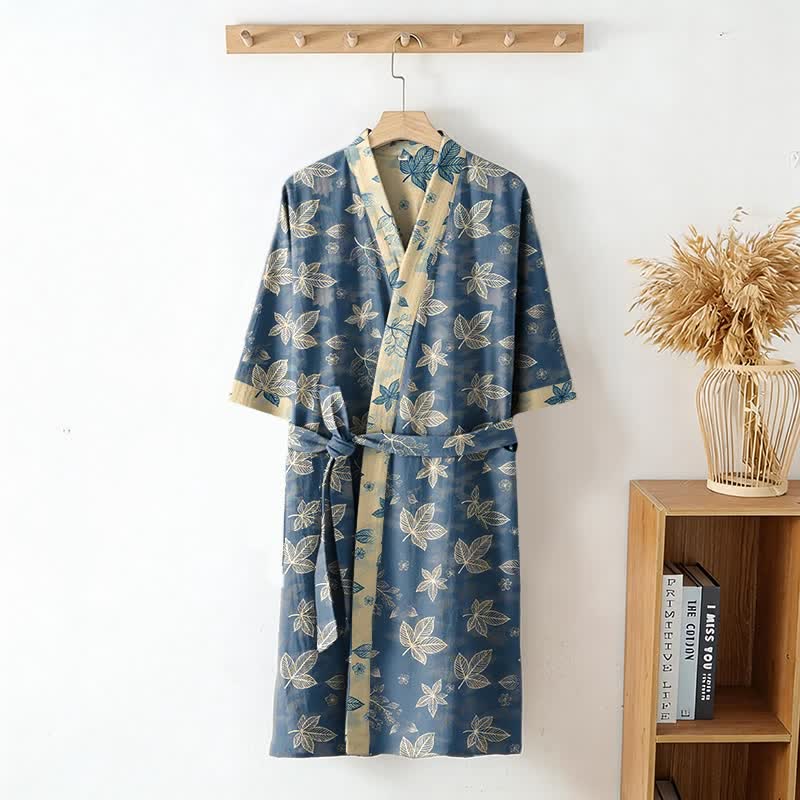 Kimono unisex in cotone con motivo a foglia d'acero - image 2