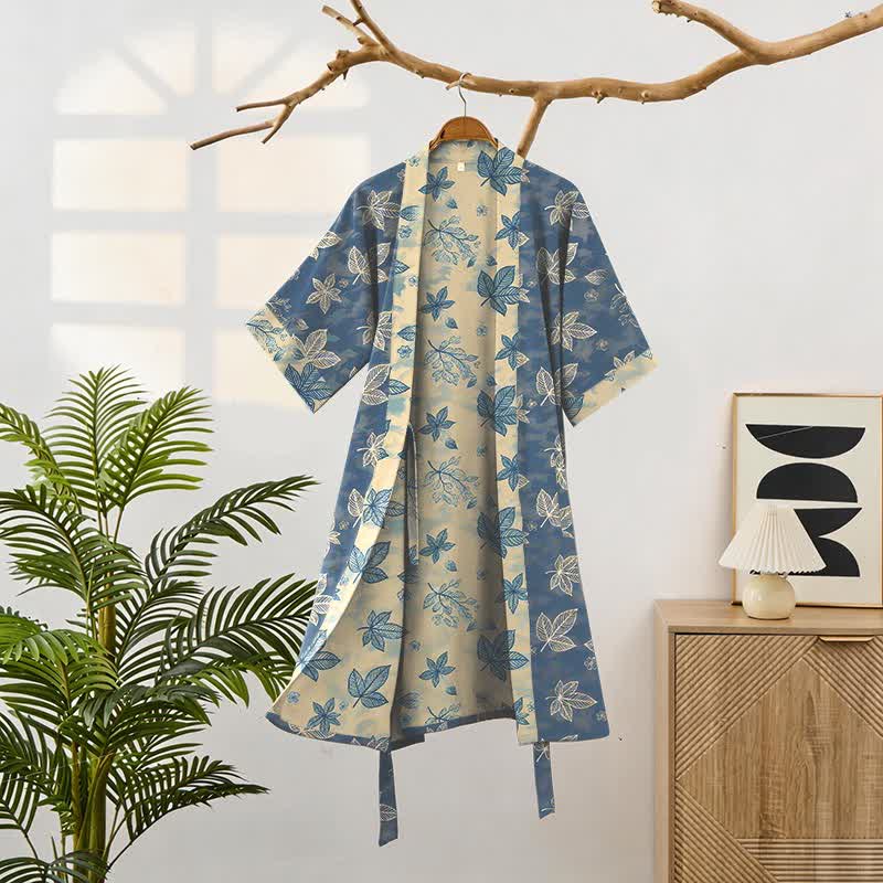 Kimono unisex in cotone con motivo a foglia d'acero - image 1