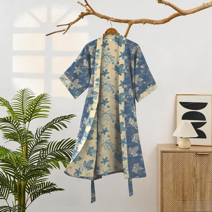 Kimono unisex in cotone con motivo a foglia d'acero - image 1