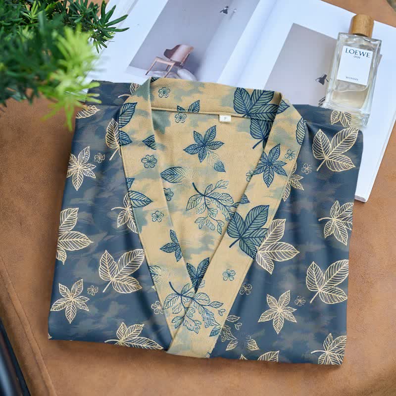 Kimono unisex in cotone con motivo a foglia d'acero - image 3