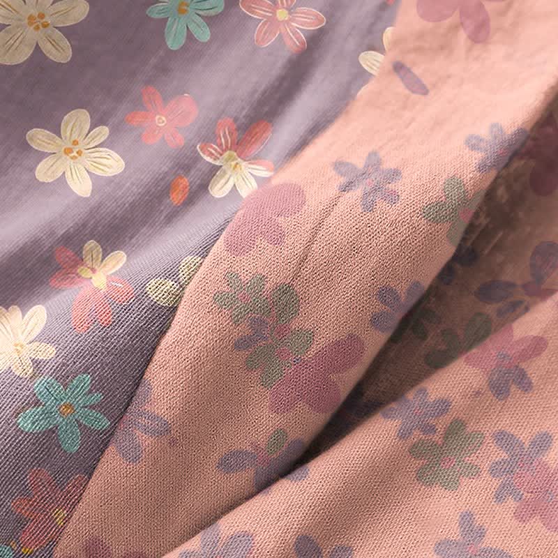 Kimono in garza di cotone a fantasia floreale viola - image 5