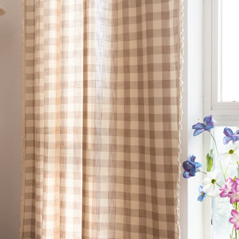 Tenda a griglia in stile rustico con nappe - image 32