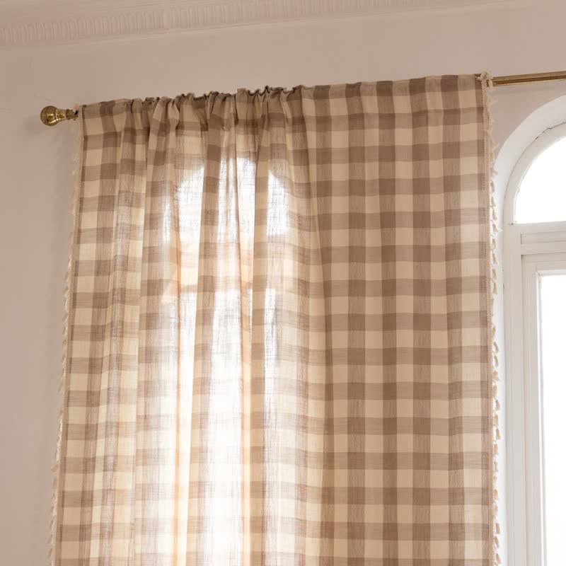 Tenda a griglia in stile rustico con nappe - image 31