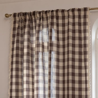 Tenda a griglia in stile rustico con nappe - image 35