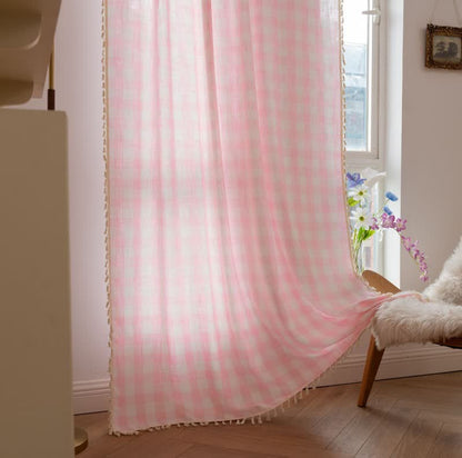 Tenda a griglia in stile rustico con nappe - image 1