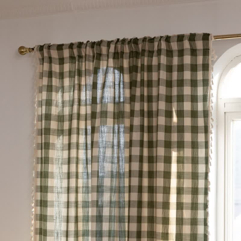 Tenda a griglia in stile rustico con nappe - image 9
