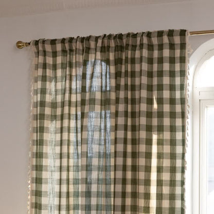 Tenda a griglia in stile rustico con nappe - image 9