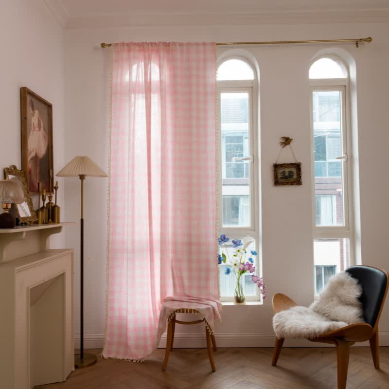 Tenda a griglia in stile rustico con nappe - image 2