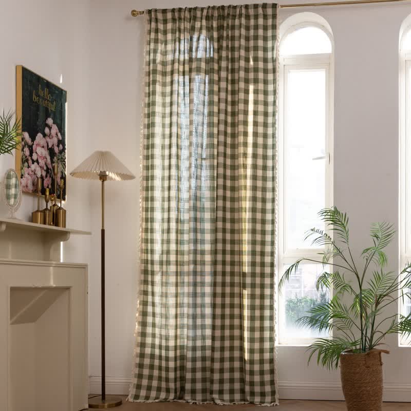 Tenda a griglia in stile rustico con nappe - image 6