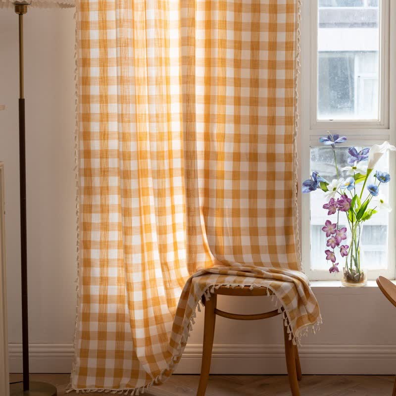 Tenda a griglia in stile rustico con nappe - image 14