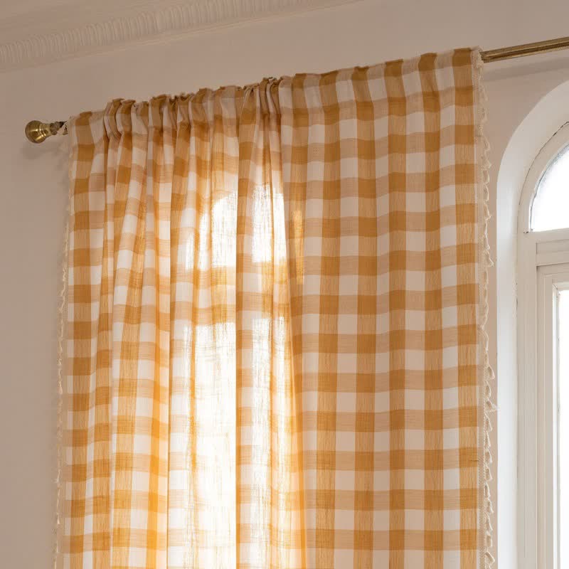 Tenda a griglia in stile rustico con nappe - image 15