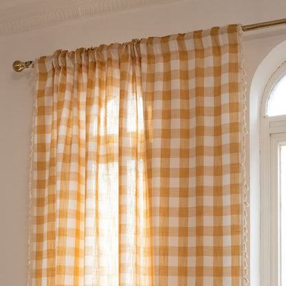 Tenda a griglia in stile rustico con nappe - image 15