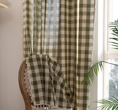 Tenda a griglia in stile rustico con nappe - image 8