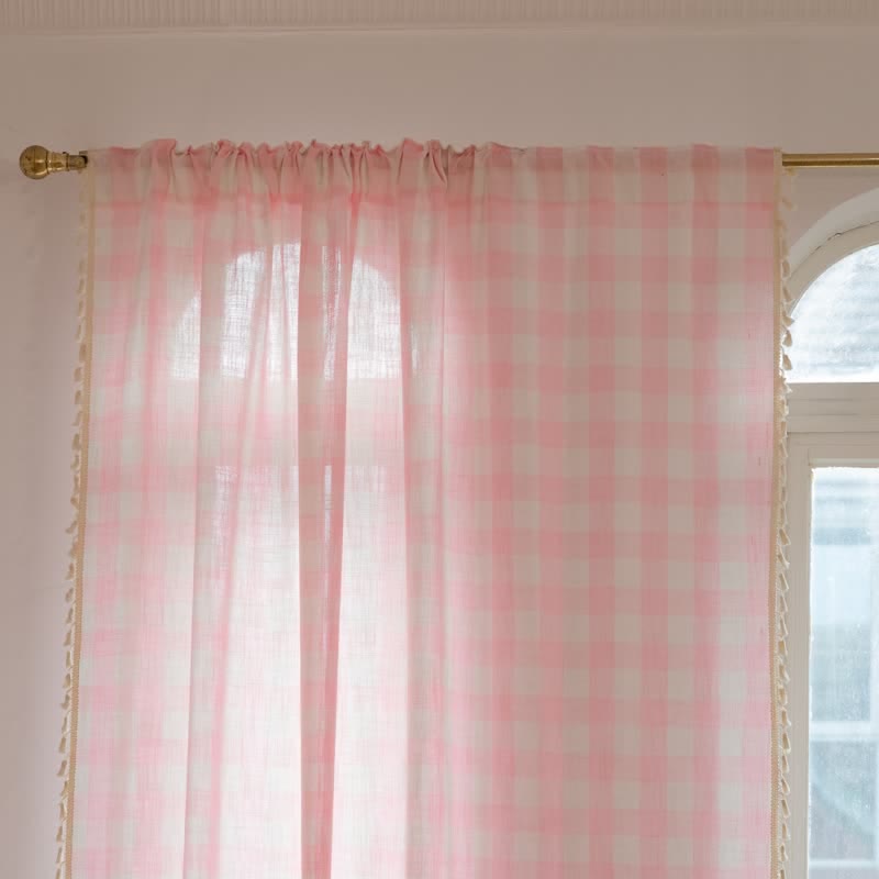 Tenda a griglia in stile rustico con nappe - image 3