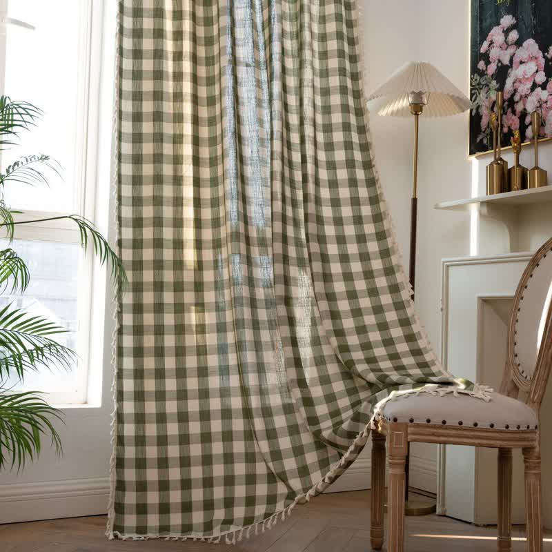 Tenda a griglia in stile rustico con nappe - image 7