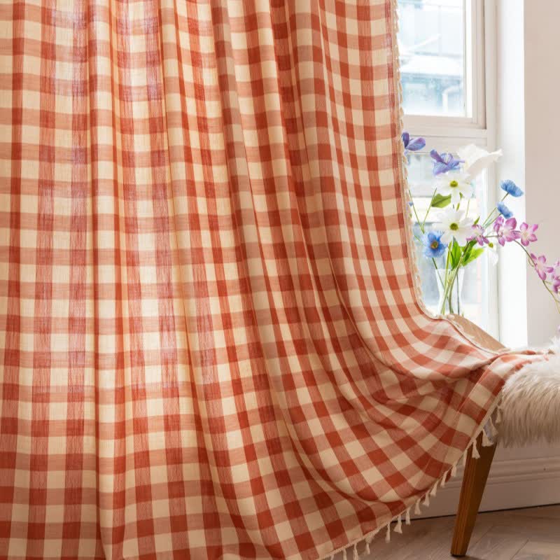 Tenda a griglia in stile rustico con nappe - image 11
