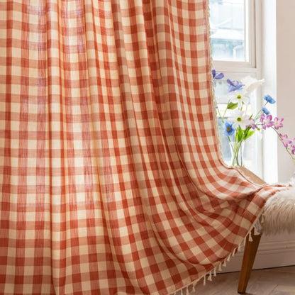 Tenda a griglia in stile rustico con nappe - image 11