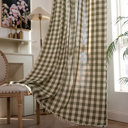 Tenda a griglia in stile rustico con nappe - image 5
