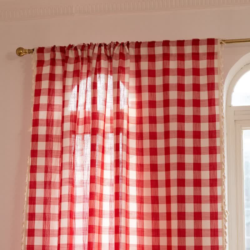 Tenda a griglia in stile rustico con nappe - image 28